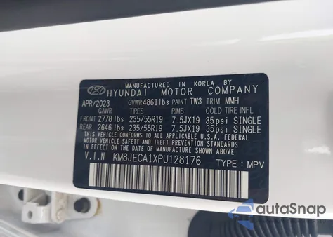 2023 Hyundai Tucson Limited из США, поврежденный, VIN KM8JECA1XPU128176